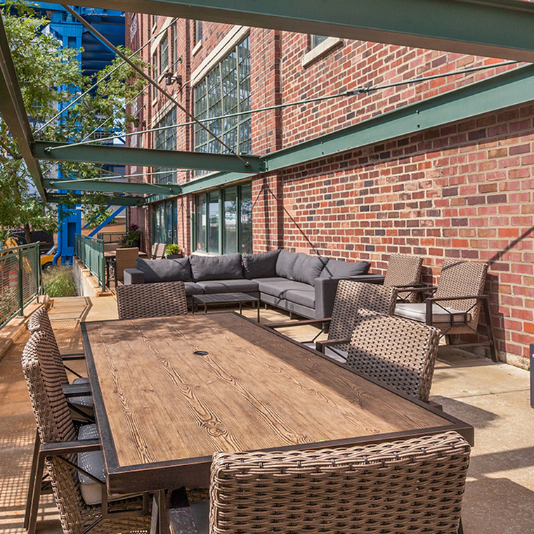 Outdoor picnic tables