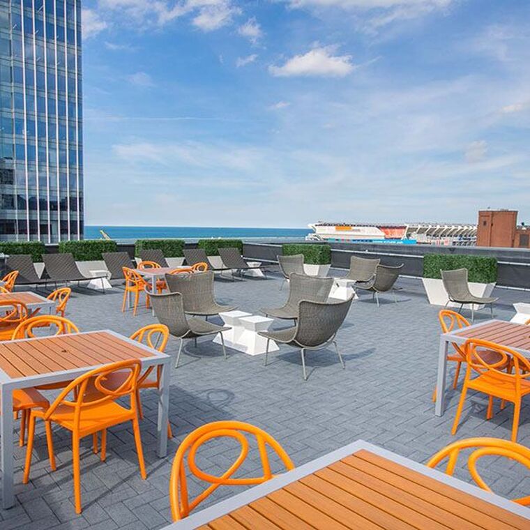 Rooftop picnic tables