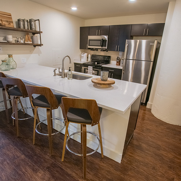 Beautiful kitchen with bar seating